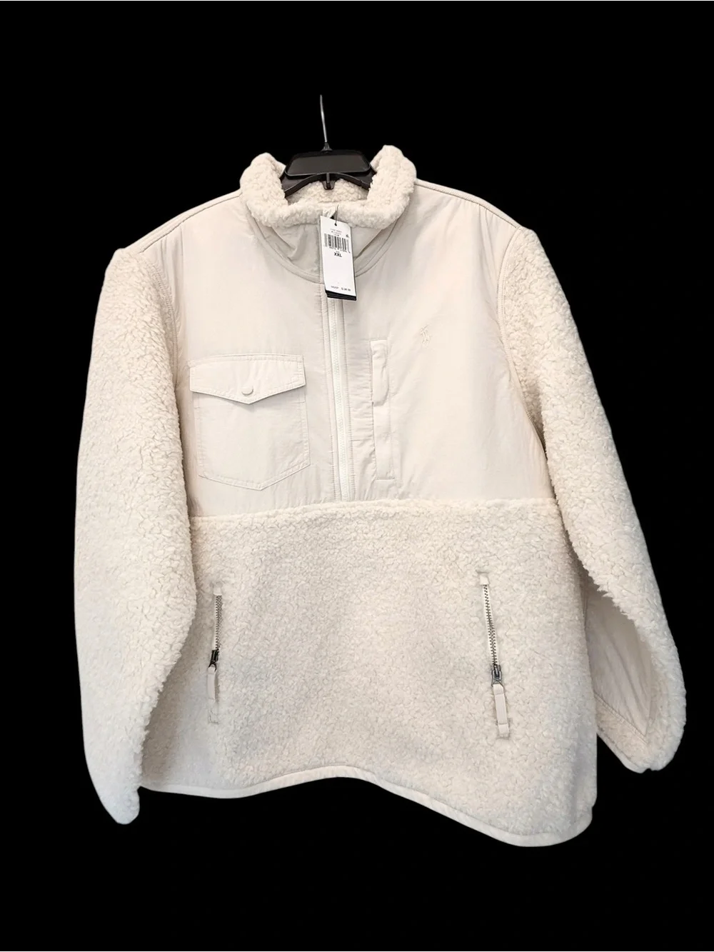 Polo Ralph Lauren Hybrid Half-Zip Men's Cream Sherpa Pullover XXL NWT